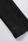 Robes de jupe en une étape à col oblique en patchwork uni décontracté noir (avec chaîne à la taille)