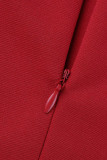 Röd Casual Solid Bandage Patchwork Vik O-hals Raka Jumpsuits