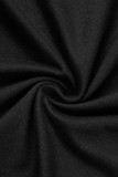 Черные сексуальные повседневные платья с принтом букв и длинными рукавами
