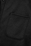 Svarta Casual Solid Cardigan Byxor Turndown-krage Långärmad Två delar