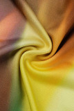 Colore sexy stampa patchwork asimmetrico mezzo dolcevita abiti irregolari