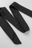 Schwarze, lässige, solide Patchwork-Overalls mit V-Ausschnitt