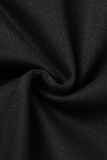 Robes droites à col à capuche et patchwork imprimés à lèvres décontractées noires