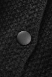 Prendas de abrigo de cuello con capucha de cárdigan sólido informal gris oscuro