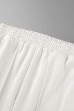 White Casual Solid Patchwork Pocket Zipper manga larga Dos piezas