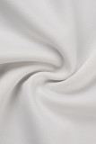 Robes jupe une étape blanches sexy de rue avec boucle en patchwork solide