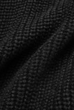 Черный повседневный однотонный лоскутный кардиган с кисточками и воротником Верхняя одежда