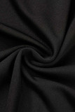 Schwarzes, sexy, festes, rückenfreies Patchwork-Kleid mit langen Kleidern