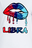 Grijze Street Basis Lips bedrukte patchwork T-shirts met letter O-hals