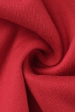 Rote lässige Patchwork-Oberbekleidung mit konventionellem Kragen