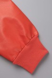Rood Zwart Casual Brief Patchwork Conventionele Kraag Bovenkleding