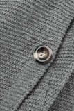 Capispalla con colletto con cappuccio in cardigan solido casual grigio