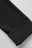 Macacão skinny preto casual patchwork sólido decote em v