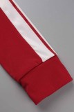 Roupa esportiva vermelha estampada carta com zíper gola manga longa duas peças