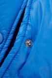 Prendas de abrigo con hebilla de patchwork sólido casual azul