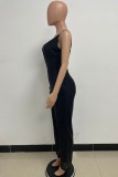 Pink Sexy Casual Patchwork Sequins Backless Spaghetti Strap Regular Jumpsuits