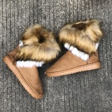 marrón casual diario patchwork redondo mantener caliente zapatos cómodos