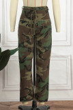 Camouflage Street Camouflage-Print Zerrissene Harlan-Unterteile mit Harlan-Volldruck und mittlerer Taille