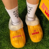 Yellow Casual Living Patchwork Letter Printing Round Keep Warm Comfortable Shoes