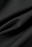 Zwarte sexy effen patchwork vierkante kraag kokerrokjurken