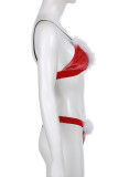 Rote sexy feste Patchwork-Feder-Weihnachtstag-Badebekleidung