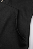 ブラック ストリート ソリッド 中空 フード付き カラー ペンシル スカート ドレス