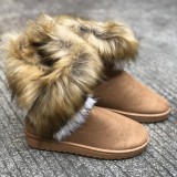 marrón casual diario patchwork redondo mantener caliente zapatos cómodos