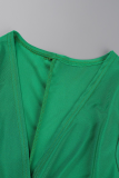 Robes de sirène trompette à col en V et à plis solides Green Party