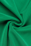Vestidos de sirena de trompeta con cuello en V y pliegues sólidos de fiesta verde