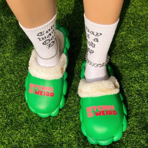 Green Casual Living Patchwork Letter Printing Round Keep Warm Comfortable Shoes