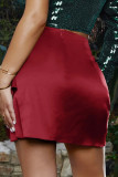 Borgoña sexy sólido vendaje patchwork asimétrico cintura alta color sólido fondos