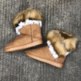 Bruine casual dagelijkse patchwork ronde warme comfortabele schoenen houden