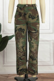 Camouflage Street Camouflage Print Рваные брюки Harlan со средней посадкой Брюки Harlan Full Print с принтом