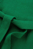 Зеленые повседневные элегантные однотонные бинты в стиле пэчворк, водолазка, одноступенчатые юбки, платья