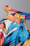 Vestidos de sirena de trompeta halter de patchwork con estampado callejero multicolor