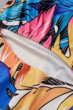 Multicolor Street Print Patchwork Halfter Trompete Meerjungfrau Kleider
