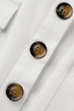 Macacão reto branco casual elegante com botões de retalhos dobráveis ​​com cinto