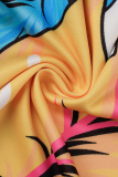 Многоцветные платья русалки в стиле пэчворк с уличным принтом и лямкой на шее