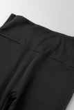 Nero Sportswear Solid Patchwork Cerniera Colletto Manica Lunga Due Pezzi