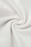 Macacão reto branco elegante de patchwork sólido com gola O