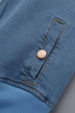Giacca di jeans Harlan a maniche lunghe con colletto con cerniera lampo in tinta unita azzurra