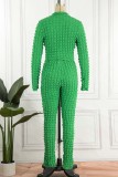Green Street Solid Patchwork Turtleneck Long Sleeve Two Pieces