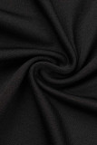 黒のセクシーなストリート プリント パッチワーク シースルー O ネック ワン ステップ スカート ドレス