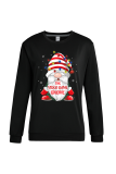 Black Street Party Stampa Santa Claus Letter O Neck Top