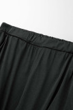 Pantalones casuales de color liso con corte de bota de corte de bota de retazos rasgados sólidos de calle de color negro