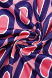 紫のセクシーなプリント包帯パッチワーク V ネック ペンシル スカート ドレス