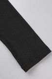 Robes de jupe crayon à col en V patchwork évidé solide noir sexy