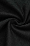 Bota preta casual street sólida rasgada patchwork corte alto-falante de cintura alta fundo de cor sólida