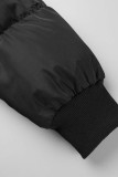 Svarta Casual Solid Patchwork Ytterkläder med dragkedja