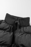 Prendas de abrigo con cremallera de patchwork sólido casual negro